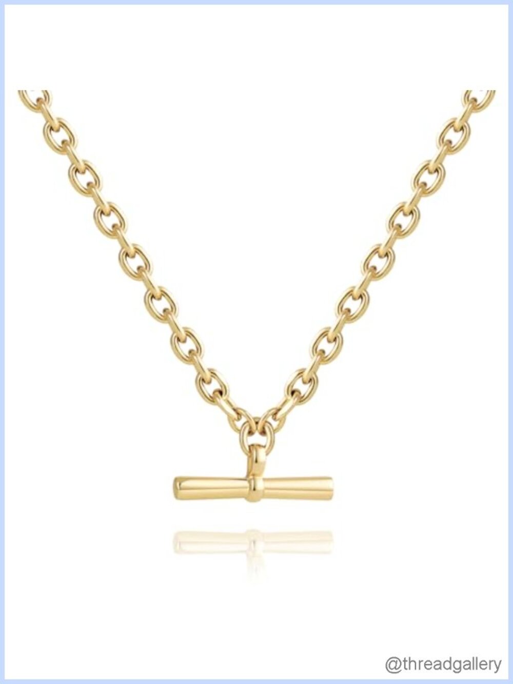 18K Gold Finished T-Bar Necklace CZ Clover Pendant Adjustable